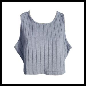 🎈5/$10🎈 Sleeveless Blue Ribbed Women's Crop Top